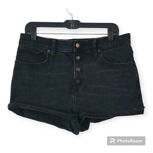 J Crew REIMAGINED Womens Black Button Fly Cutoff Denim Shorts Size 31 Or LARGE